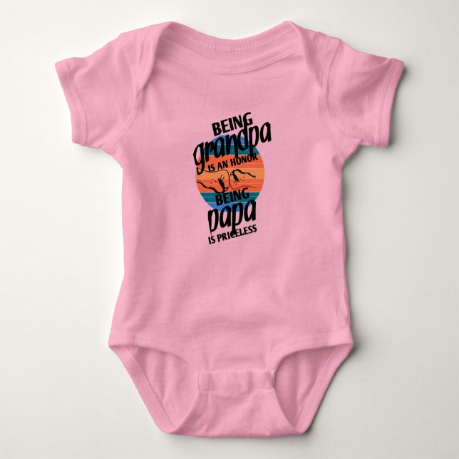 being grandpa is an honour being papa is priceless baby bodysuit (Front)