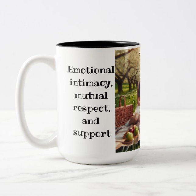 Being in a couple involves emotional intimacy Two-Tone coffee mug (Left)