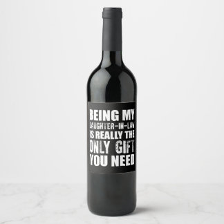 Being My Daughter-In-law Christmas Daughter Birthd Wine Label