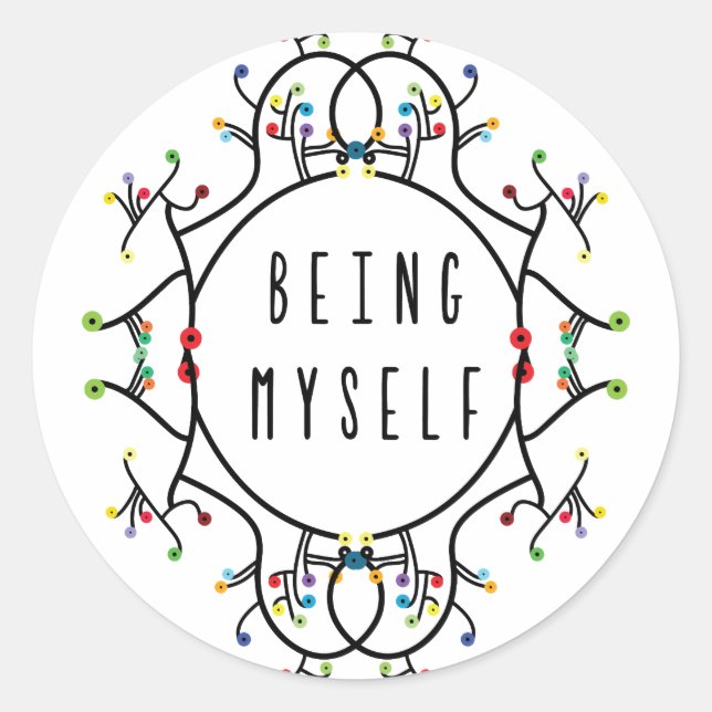 Being myself classic round sticker (Front)