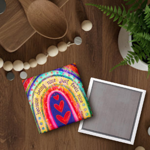 Being Nice Feels Nice Cute Rainbow Kindness Magnet