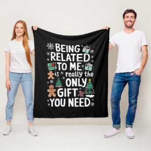 Being Related To Me Christmas Family Xmas Gift Fleece Blanket