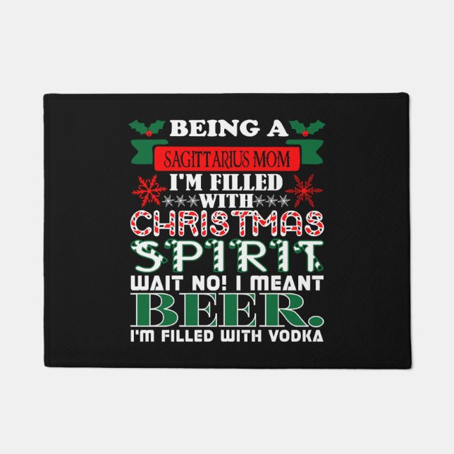 Being Sagittarius Mum Christmas Spirit Beer Doormat (Front)