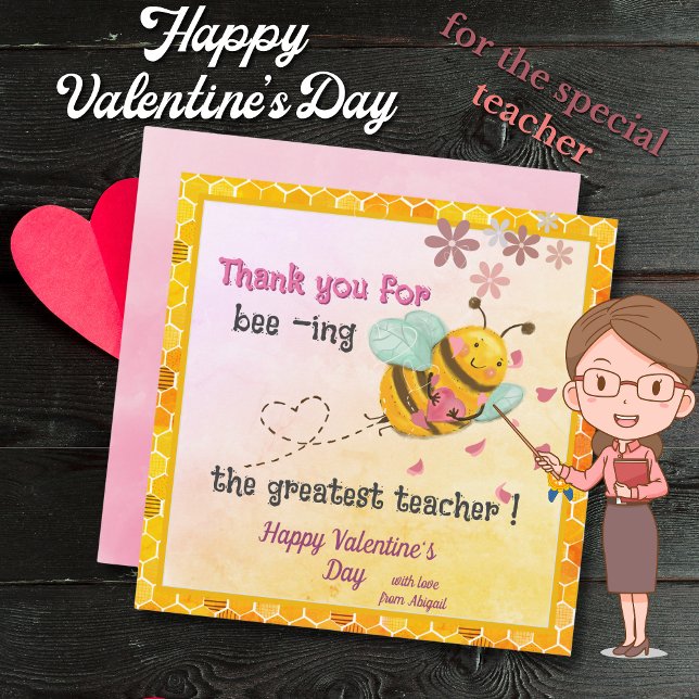 Being the greatest Teacher Pink Valentines Day Holiday Card (Being the greatest Teacher Pink Valentines Day Holiday Card)