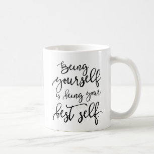 Being Your Best Self Rustic Hand Lettered Mug
