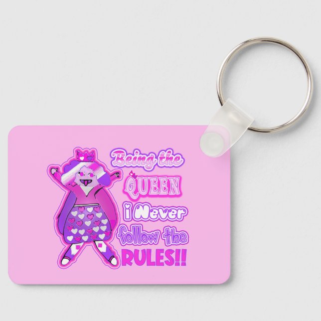 beingthequeenineverfollowtherules trucker hat key ring (Front)