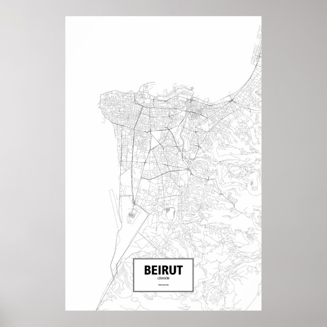 Beirut, Lebanon (black on white) Poster (Front)