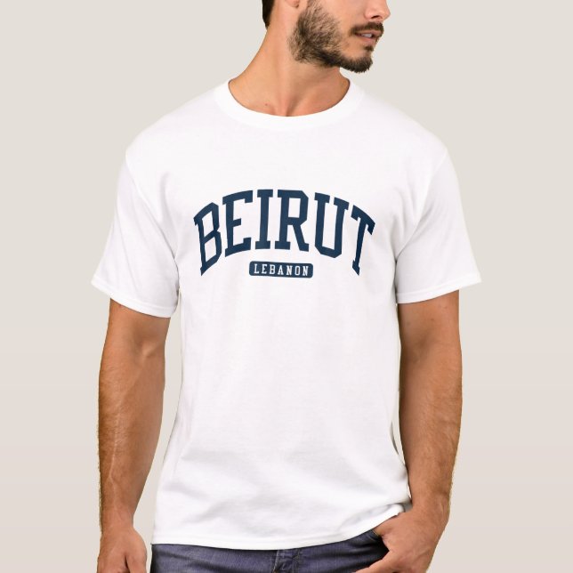 Beirut Lebanon College University Style Navy T-Shirt (Front)