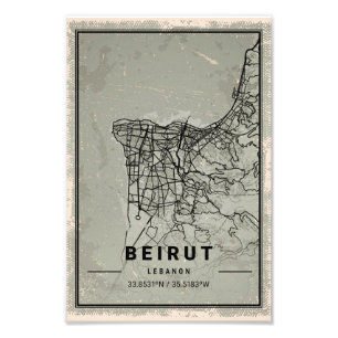 Beirut map print poster canvas Lebanon
