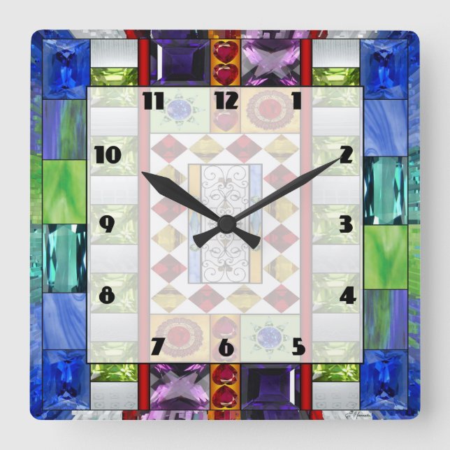 Bejeweled 1 square wall clock (Front)