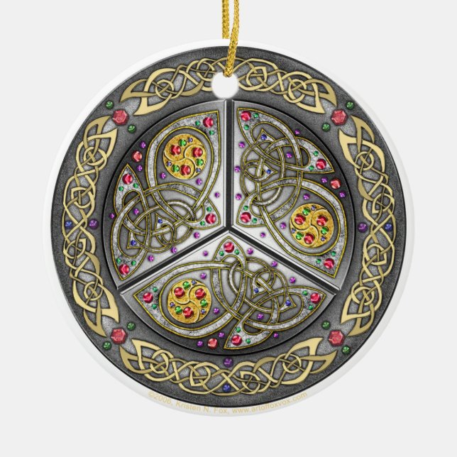 Bejeweled Celtic Shield Ornament (Front)