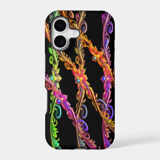 Bejeweled Double Lines On Black Background iPhone (Back)