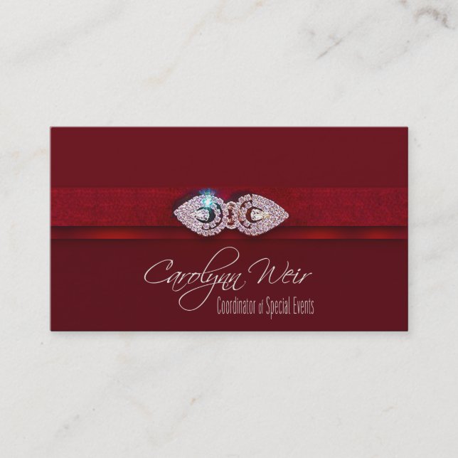 "Bejeweled" - Glamourous Elegant Event Planner Business Card (Front)