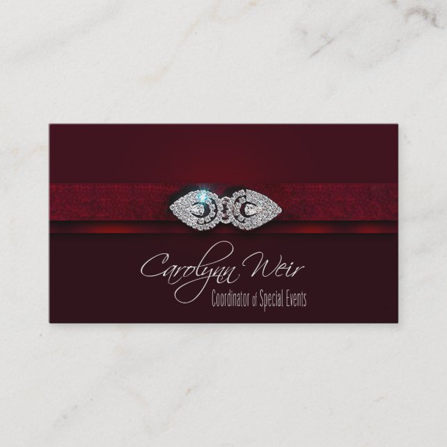 "Bejeweled" - Glamourous Elegant Event Planner Business Card (Front)