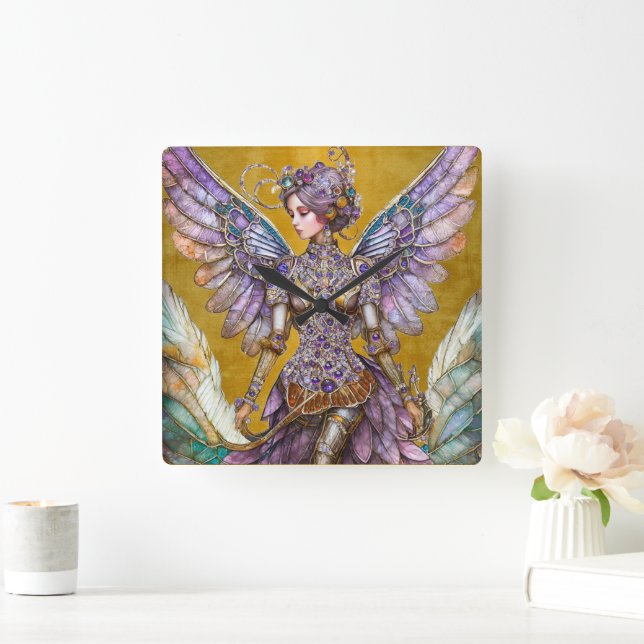 Bejeweled Sugar Plum Fairy Square Wall Clock (Home)