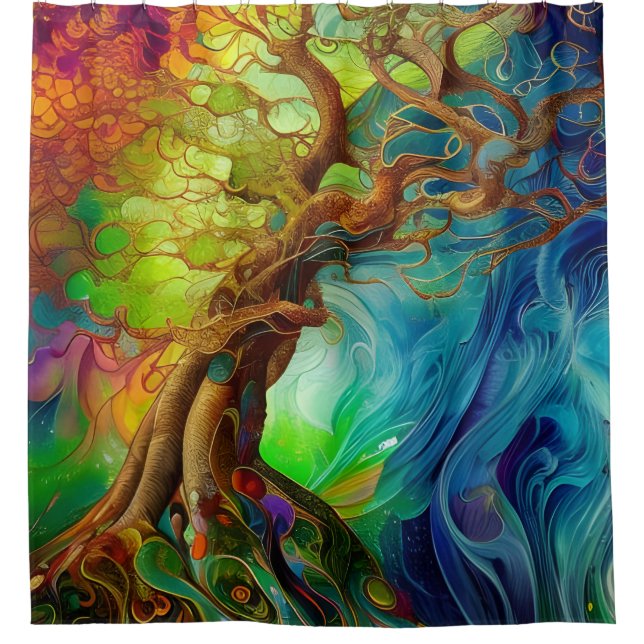 Bejeweled Tree Shower Curtain (Front)