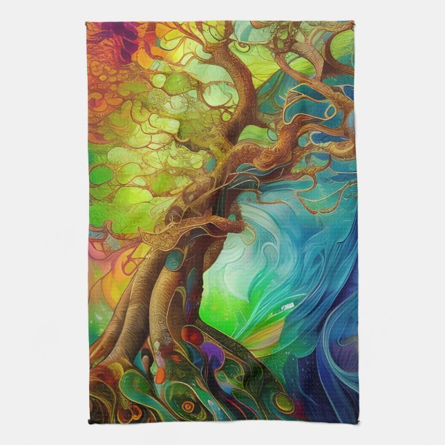 Bejeweled Tree Tea Towel (Vertical)