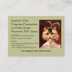BEJEWELED VICTORIAN PARLOR CAT CALLING/CONTACT CRD BUSINESS CARD