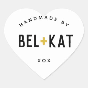 BEL + KAT HEART modern logo black mustard Sticker