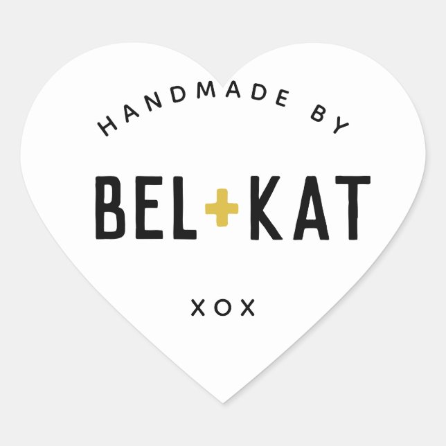 BEL + KAT HEART modern logo black mustard Sticker (Front)