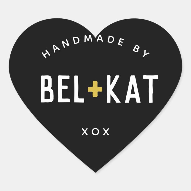 BEL + KAT HEART modern logo black mustard Sticker (Front)