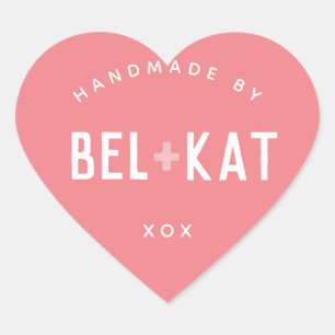 BEL + KAT HEART modern logo coral Sticker