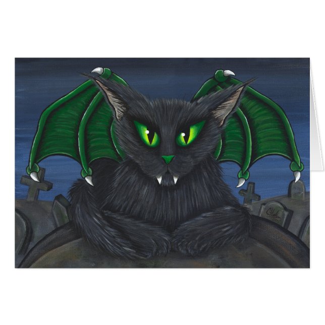 Bela Vampire Cat Gothic Fantasy Art Card (Front Horizontal)