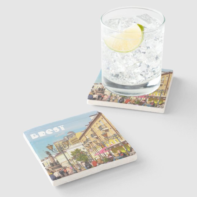 Belarus Беларусь Brest Брест Architecture City Stone Coaster (Side)