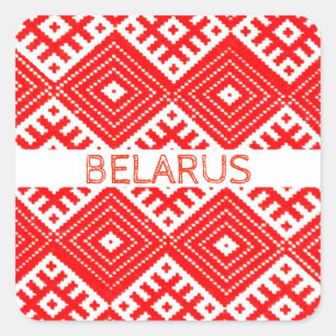 Belarus Беларусь Folk Pattern Red White Sticker