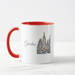 Belarus Беларусь Grodno Hrodna Sketch Mug Cup