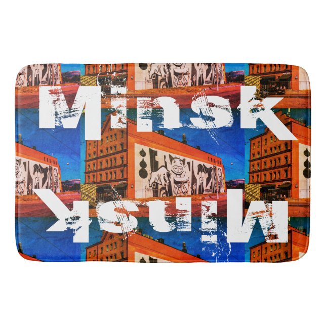 Belarus Беларусь Minsk Минск Architecture Graffiti Bath Mat (Front)