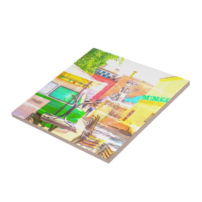 Belarus Беларусь Minsk Минск Architecture Graffiti Ceramic Tile (Side)