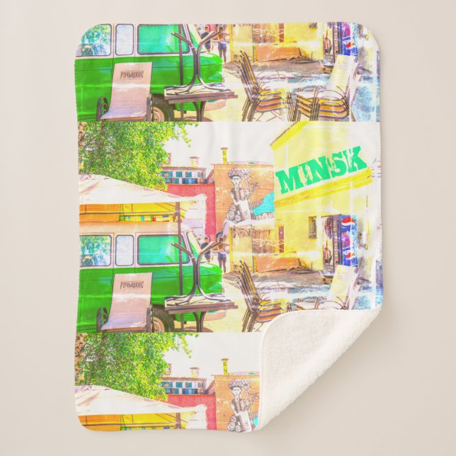 Belarus Беларусь Minsk Минск Architecture Graffiti Sherpa Blanket (Front)