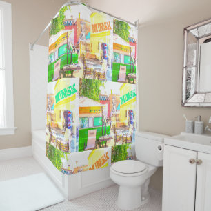 Belarus Беларусь Minsk Минск Architecture Graffiti Shower Curtain