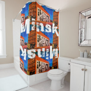 Belarus Беларусь Minsk Минск Architecture Graffiti Shower Curtain