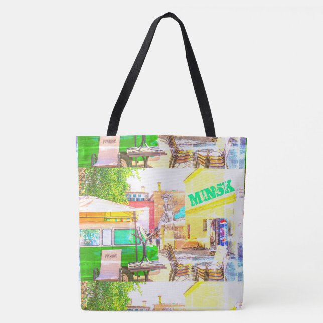 Belarus Беларусь Minsk Минск Architecture Graffiti Tote Bag (Front)