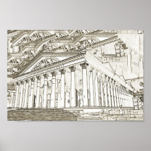 Belarus Беларусь Minsk Минск Architecture Sketch Poster