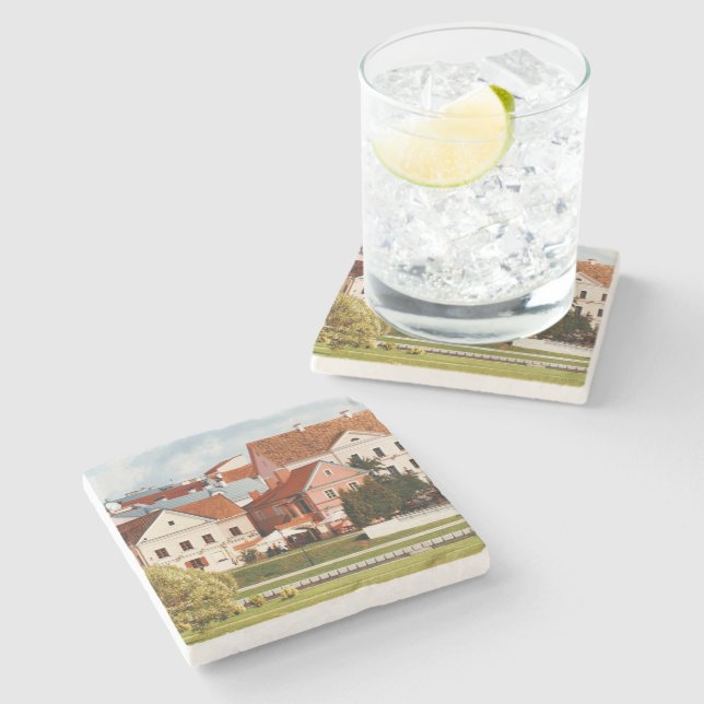 Belarus Беларусь Minsk Old Town Architecture Stone Coaster (Side)