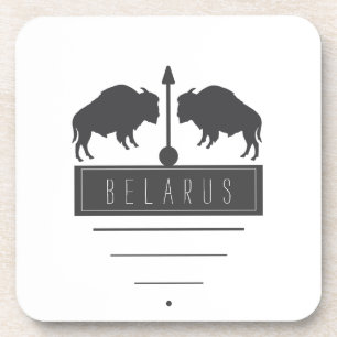 Belarus Belarusian Bison Зубр Беларусь Minimalism Coaster