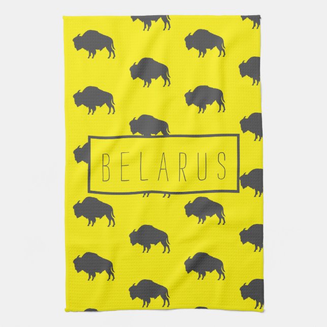 Belarus Belarusian Bison Зубр Беларусь Minimalism Tea Towel (Vertical)