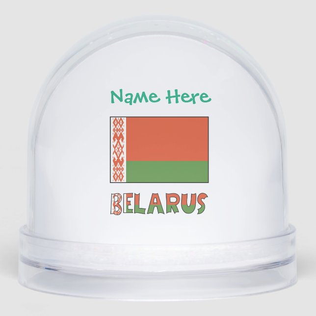Belarus Belarusian Flag Green Personalised  Snowglobe (Front)
