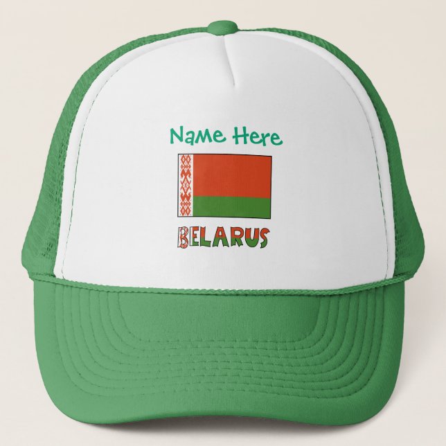 Belarus Belarusian Flag Green Personalised  Trucker Hat (Front)