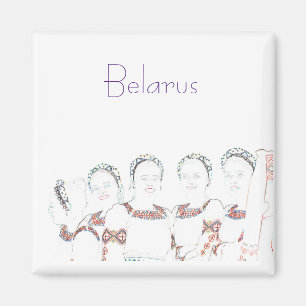 Belarus Belarusian Folk Outfit Sketch Magnet