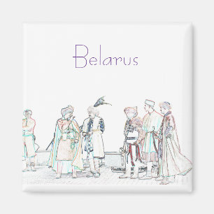 Belarus Belarusian Old Outfit Sketch Magnet