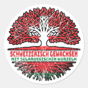 Belarus Belarussisch Schweizer Schweiz Baum Wurzel Classic Round Sticker