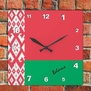 Belarus Clock, patriotic home, Belarus Flag Square Wall Clock