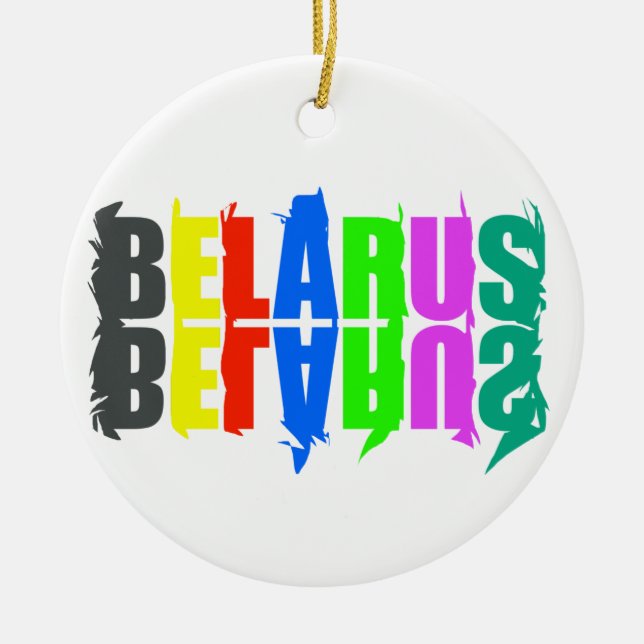 Belarus Colourful Happy Letters Ceramic Ornament (Front)