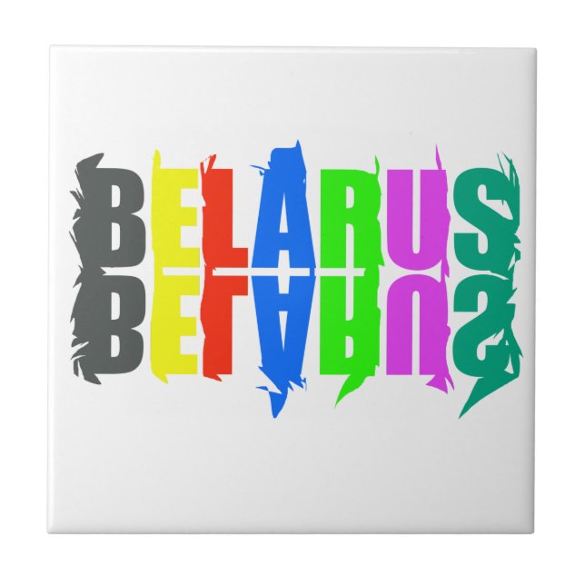 Belarus Colourful Happy Letters Ceramic Tile (Front)
