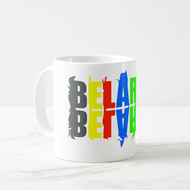 Belarus Colourful Happy Letters Coffee Mug (Front Left)