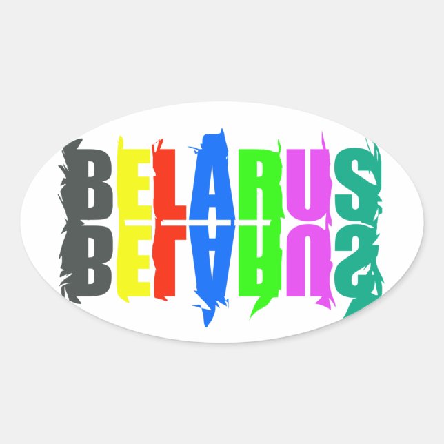 Belarus Colourful Happy Letters Oval Sticker (Front)
